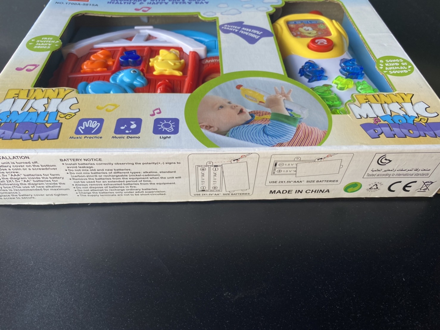 1700a-5815a ของเล่นเด็กโทรศัพท์ใส่ถ่าน ออร์แกนโทรศัพท์ของเด็ก โทรศัพท์เด็กมีเสียงไฟ ชิ้นละ