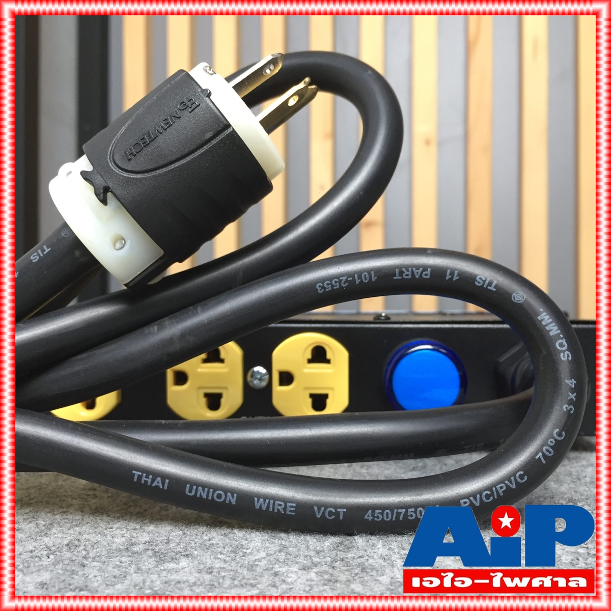 TECHCRON AC802A ปลั๊กไฟ 1U ปลั๊กเหลือง AC802 จอสีน้ำเงิน AC-802 ปลั๊กไฟใส่แร็ค AC 802 A ปลั๊กไฟภาคสนาม ปลั๊กไฟใช้กับเครื่องเสียง