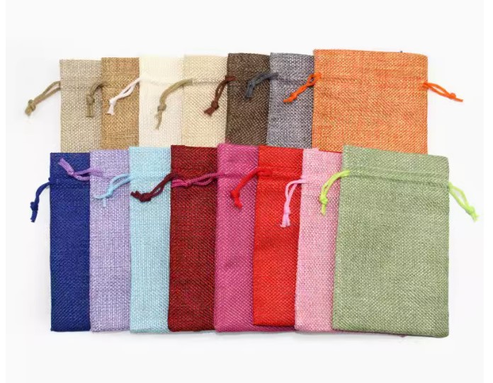 ถุงผ้ากระสอบ แบบสี ขนาด 15*20 cm ถุงผ้ากระสอบ สีดำ แดง เทา เขียว สำหรับ ใส่ของขวัญ ของชำร่วย 508154