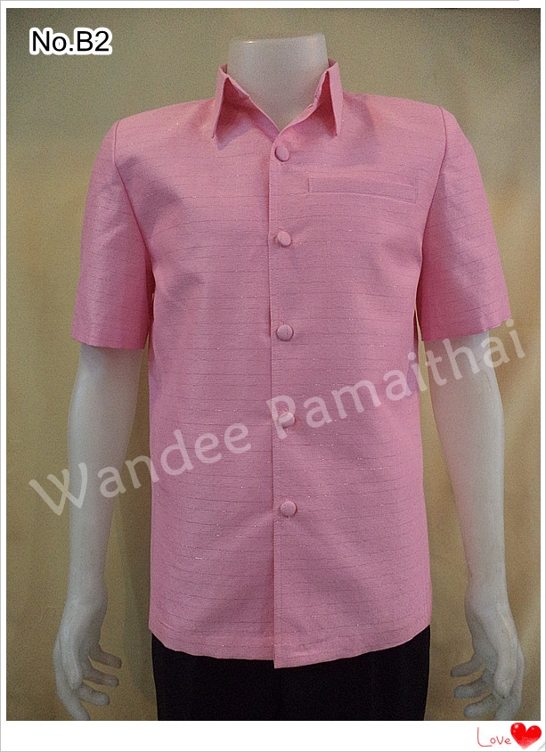 เสื้อผ้าไหมญี่ปุ่นชาย สีชมพู ซับผ้ากาวทั้งตัว กระเป๋า 3 ใบ เบอร์ xxl