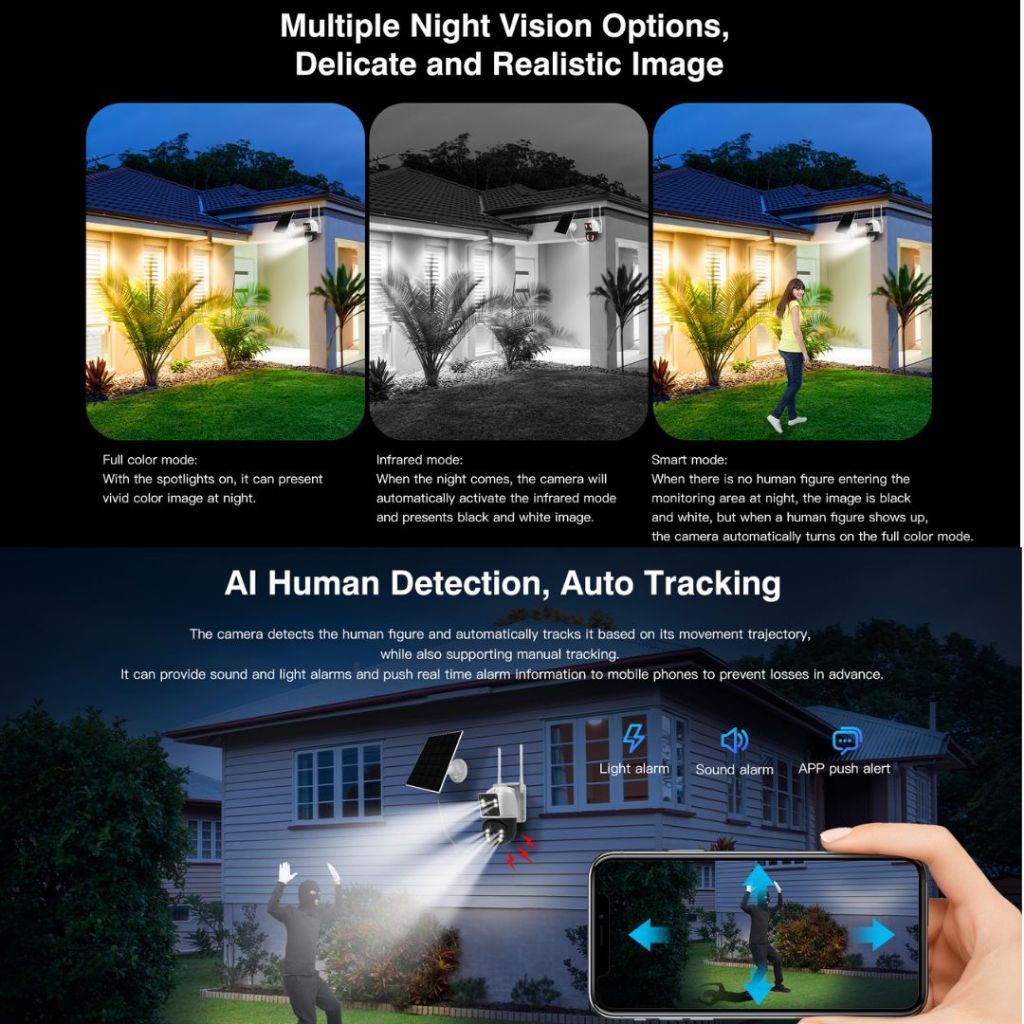 VSTARCAM MODEL BG66DR 4MP 4G Wireless Solar Camera