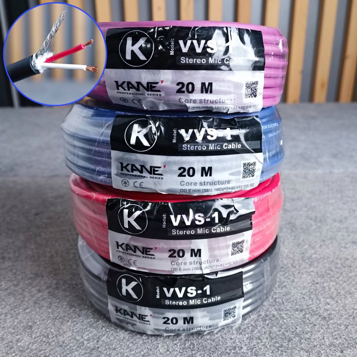 ขด20เมตร(1ขด) มี4สีให้เลือก KANE VVS-1 สายไมค์สเตอริโอ สีดำ/แดง/น้ำเงิน/ม่วง สายสัญญาณ VVS1 VVS 1 สายไมค์ST สายไมค์ 6mm เอไอ-ไพศาล