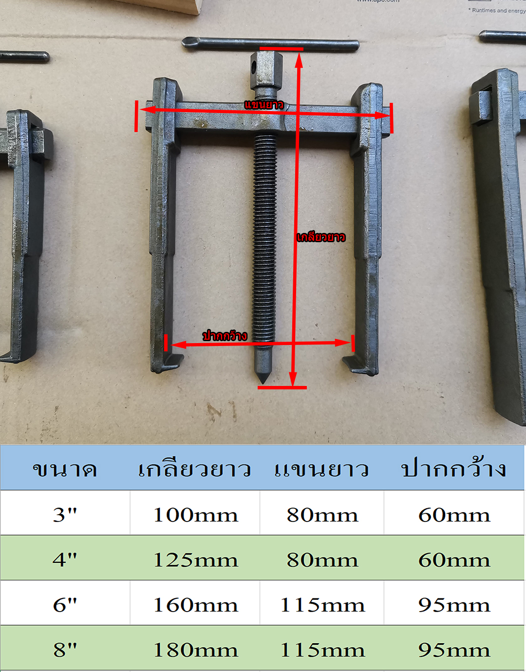 ตัวดูดลูกปืน 2 ขา เหล็กดูดลูกปืน เหล็กหนาแข็งแรง เหล็ก CR-V ขึ้นรูปด้วยวิธี Forging