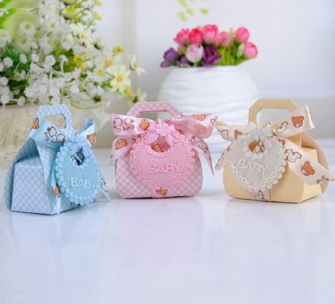 กล่องกระดาษ Diy ใส่ของชำร่วย สีฟ้า ชมพู ส้ม ตกแต่ง ริบบิ้น หวาน ๆ ห้อยป้าย Baby กล่องใส่ของขวัญ ใส่ขนม แบบน่ารัก เก๋ ๆ 171794