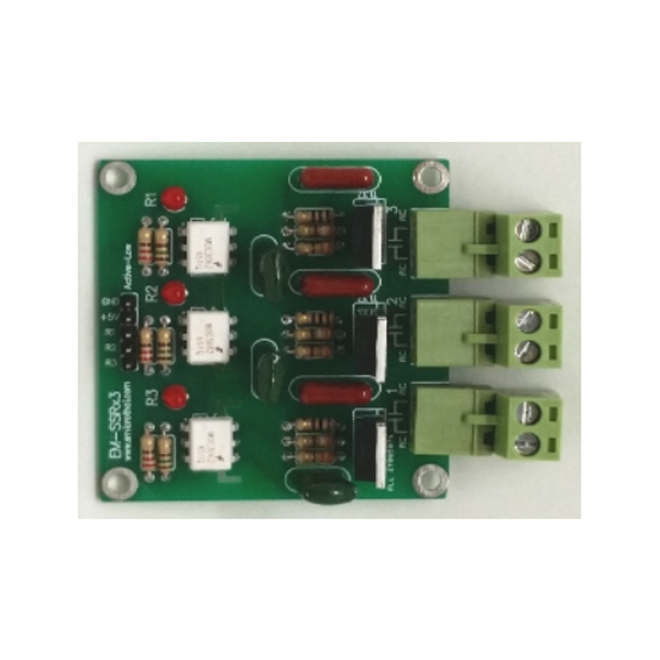 โมดูล SSR (Solid-State Relay) 3 ชุดในบอร์ดเดียว