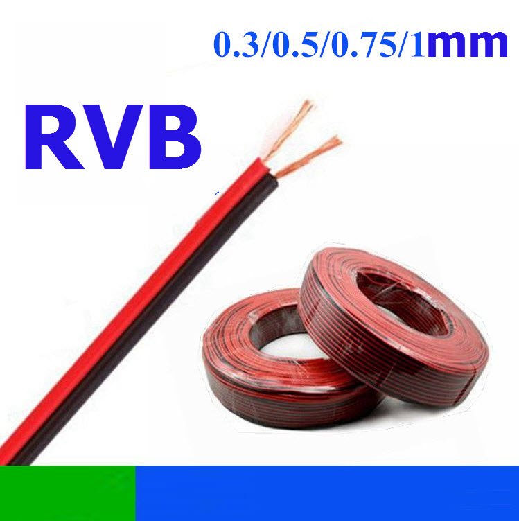 2 wire 1 meter Red and Black RVB Electronic Wire PVC Parallel Copper Electronic Cable สายไฟ ดำ-แดง