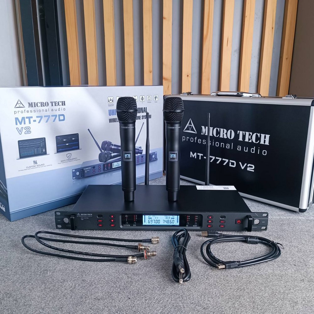 MICROTECH MT-777D V2 ไมค์ลอยมือถือคู่UHF ไมโครโฟนแบบไร้สายใช้ย่านความถี่ UHF มีDSP ในตัว MT 777 D II MT777D V2 เอไอ-ไพศาล