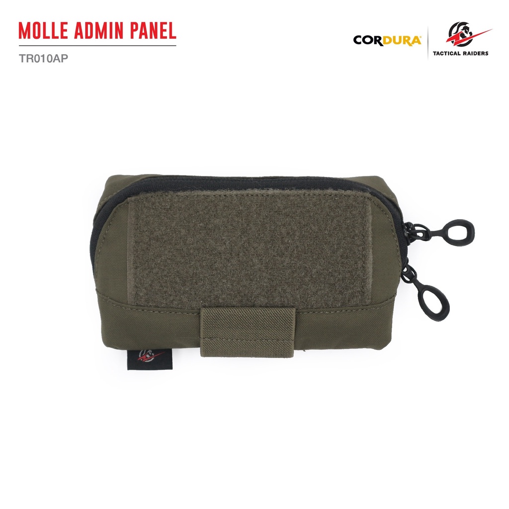 กระเป๋าเสริมติดเวส สีดำ-สีเขียว Molle Admin Panel [ TR010AP ] ( Tactical Rider )