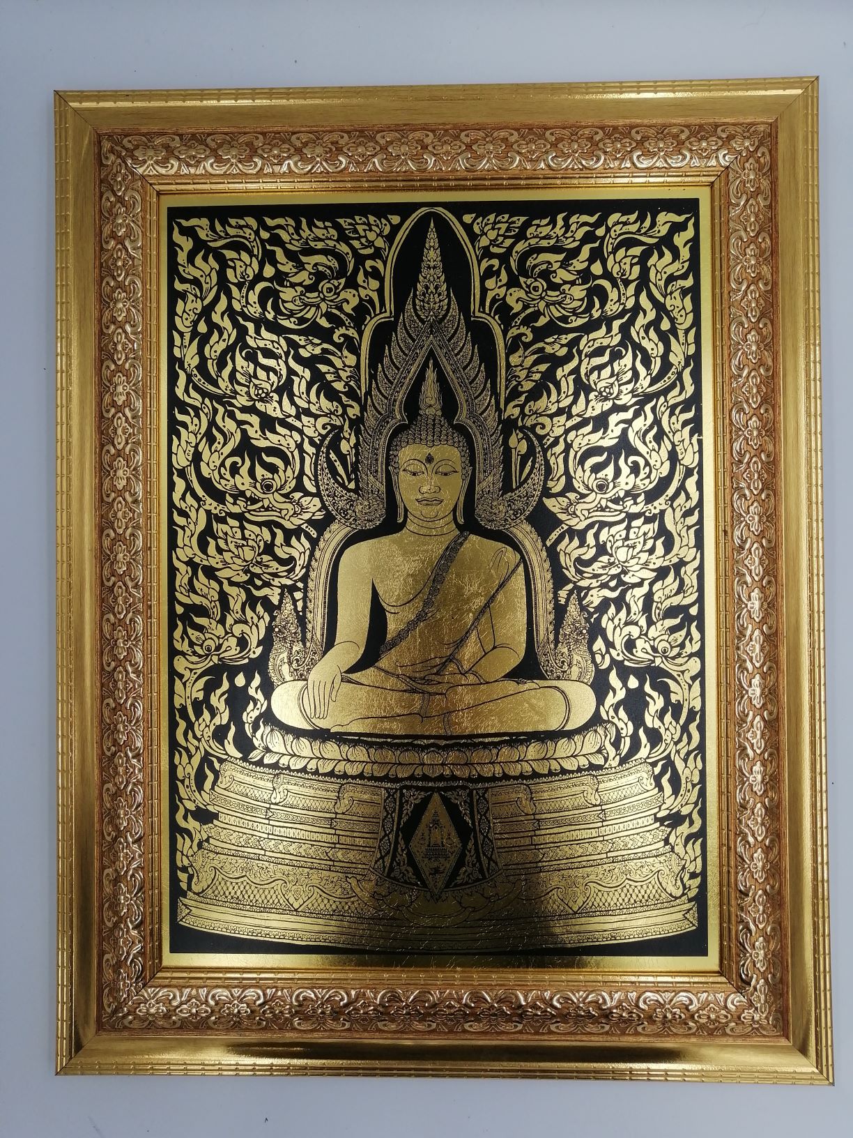 ภาพลายรดน้ำพระพุทธชินราชพร้อมกรอบ แบบที่1