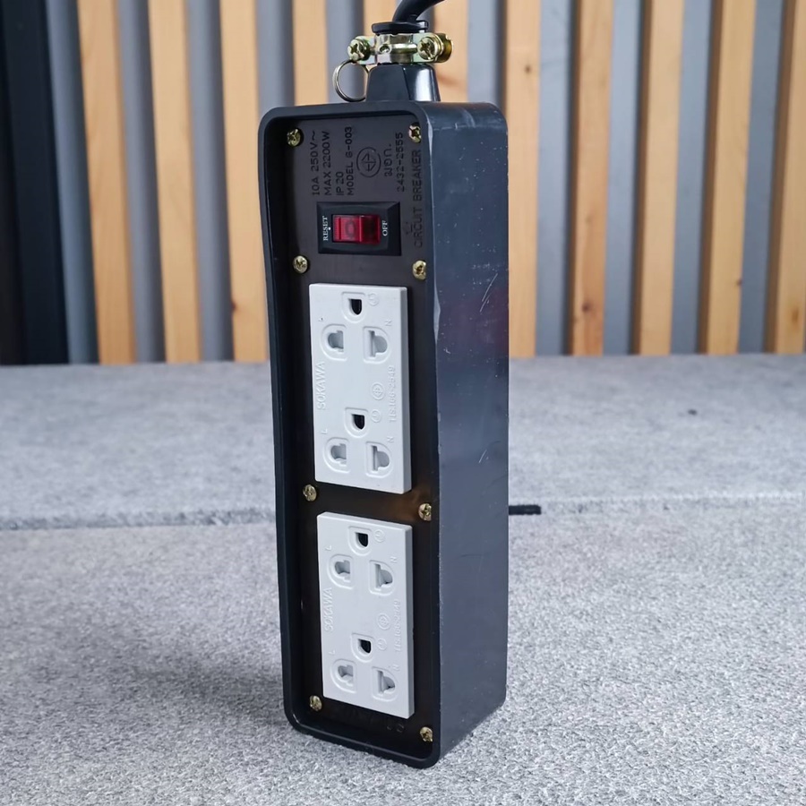 1SOKAWA บล็อคยาง2x6+ปลั๊กกราวด์คู่(มอก.)10A สาย10เมตร สายขนาด3x1MM ปลั๊กไฟ ปลั๊กพ่วง บล็อคยาง4ช่อง พร้อมสายไฟ เอไอ-ไพศาล