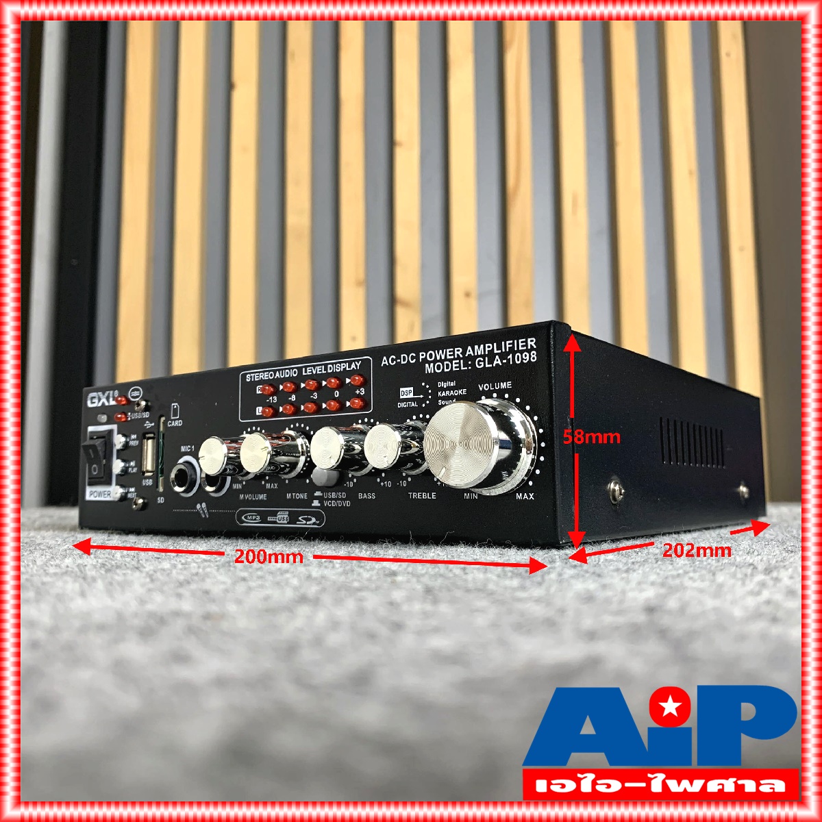 สินค้าใหม่ ลดล้างสต็อค GXL GLA1098 แอมป์ USB AC/DC รับสัญญาณบลูทูธ เครื่องขยายเสียง GLA-1098 ใช้ได้ทั้งไฟบ้าน และไฟรถยนต์ 12V เอไอ-ไพศาล