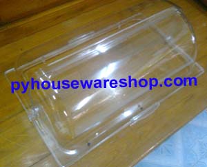 ฝาครอบอะคริลิคทรงเหลี่ยม,ฝาครอบโชว์อาหารทรงโค้งเปิดได้ 2 ด้าน,ฝาใสโชว์อาหารในถาดสเตนเลส