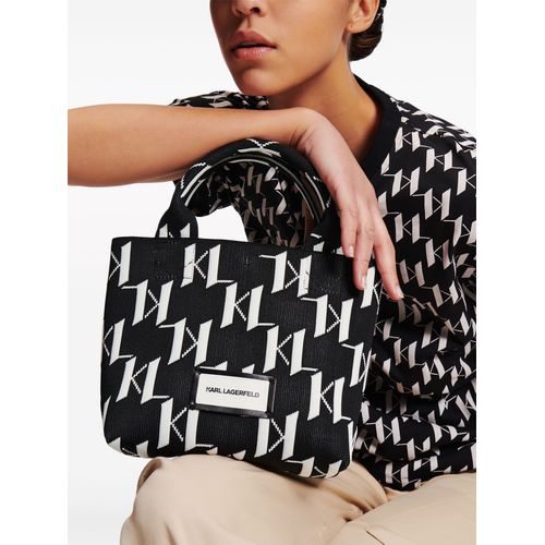 **do** กระเป๋าผ้า Karl Lagerfeld small K/Monogram knitted tote bag สินค้าใหม่ ของแท้