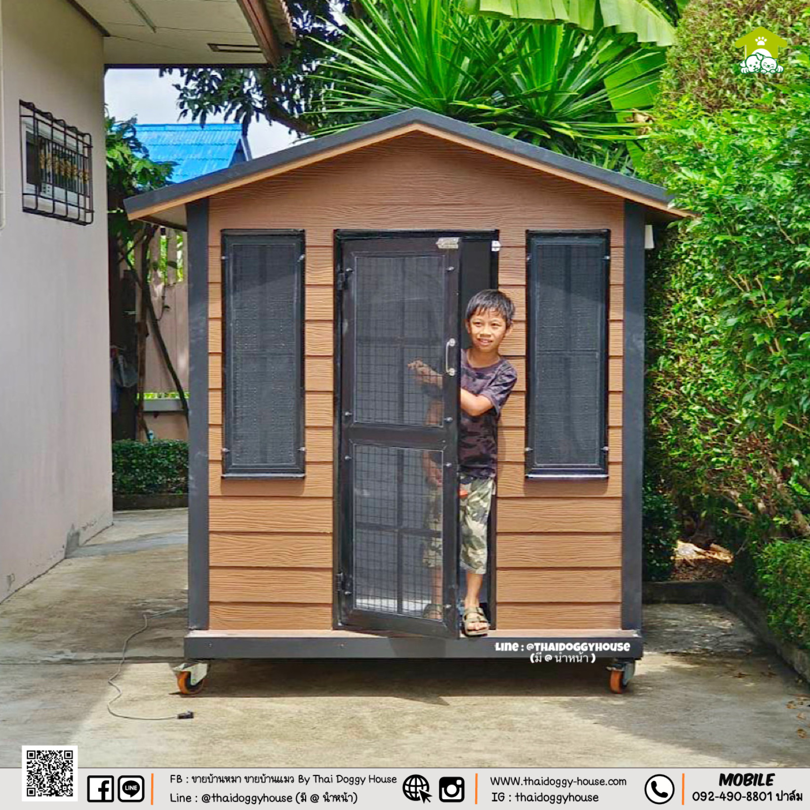 บ้านหมา บ้านแมว " 𝐍𝐎𝐑𝐃𝐈𝐂 𝐒𝐓𝐘𝐋𝐄 " มีตะแกรงเหล็ก มุ้งลวด พร้อมประตูบานสวิง ให้น้องๆเข้า-ออกเองได้ อากาศถ่ายเทได้ดี