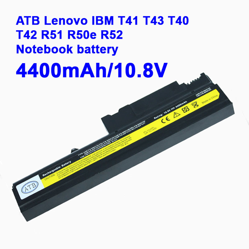 ATB Lenovo IBM T41 T43 T40 T42 R51 R50e R52 laptop battery 4400mAh
