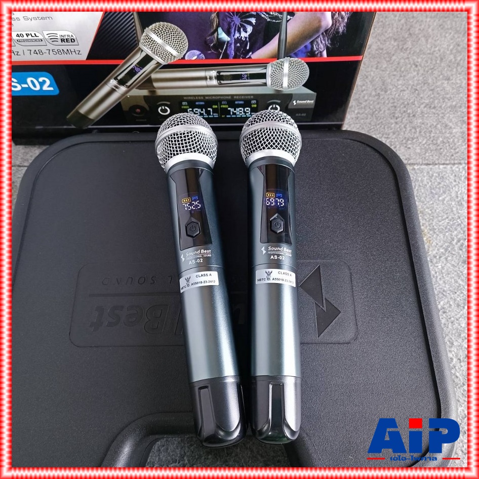 SOUNDBEST AS-02 ไมค์ลอยคู่ UHF ไมค์ลอยแบบถือ ไมโครโฟน ไมค์ลอยไร้สายแท้ รุ่น AS 02 AS02 เอไอ-ไพศาล +++