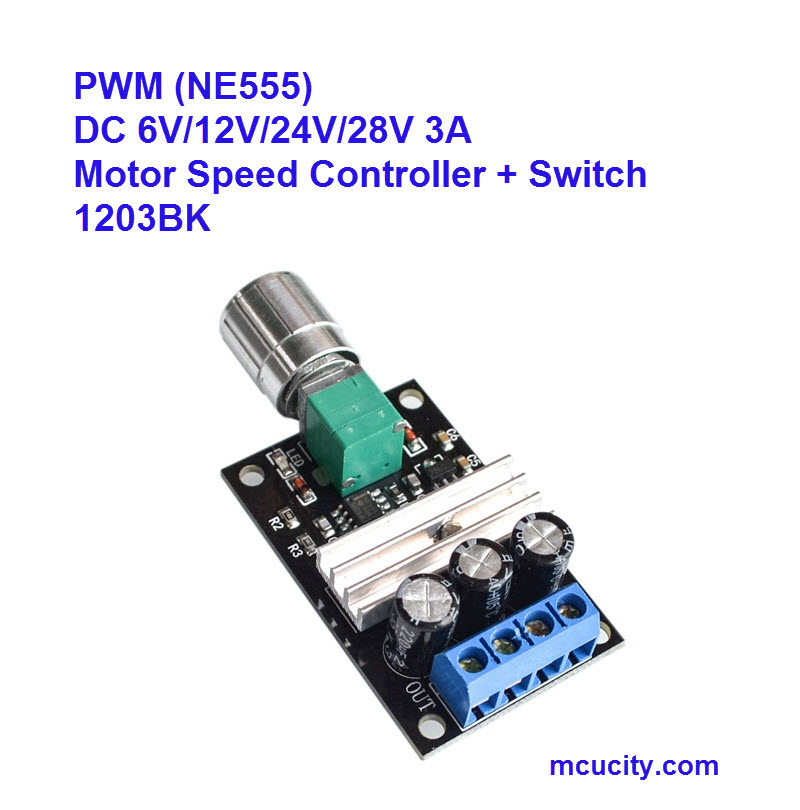 PWM DC 6V-24V 28V 3A Motor Speed Controller+ Switch ON/OFF 1203BK