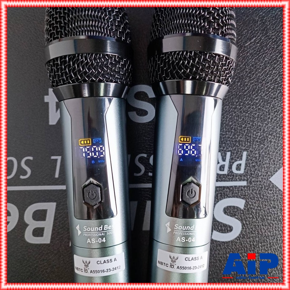 SOUNDBEST AS-04 ไมค์ลอยคู่ UHF ไมค์ลอยแบบถือ ไมโครโฟน ไมค์ลอยไร้สายแท้ ซาวด์เบส รุ่น AS 04 AS04 เอไอ-ไพศาล +++