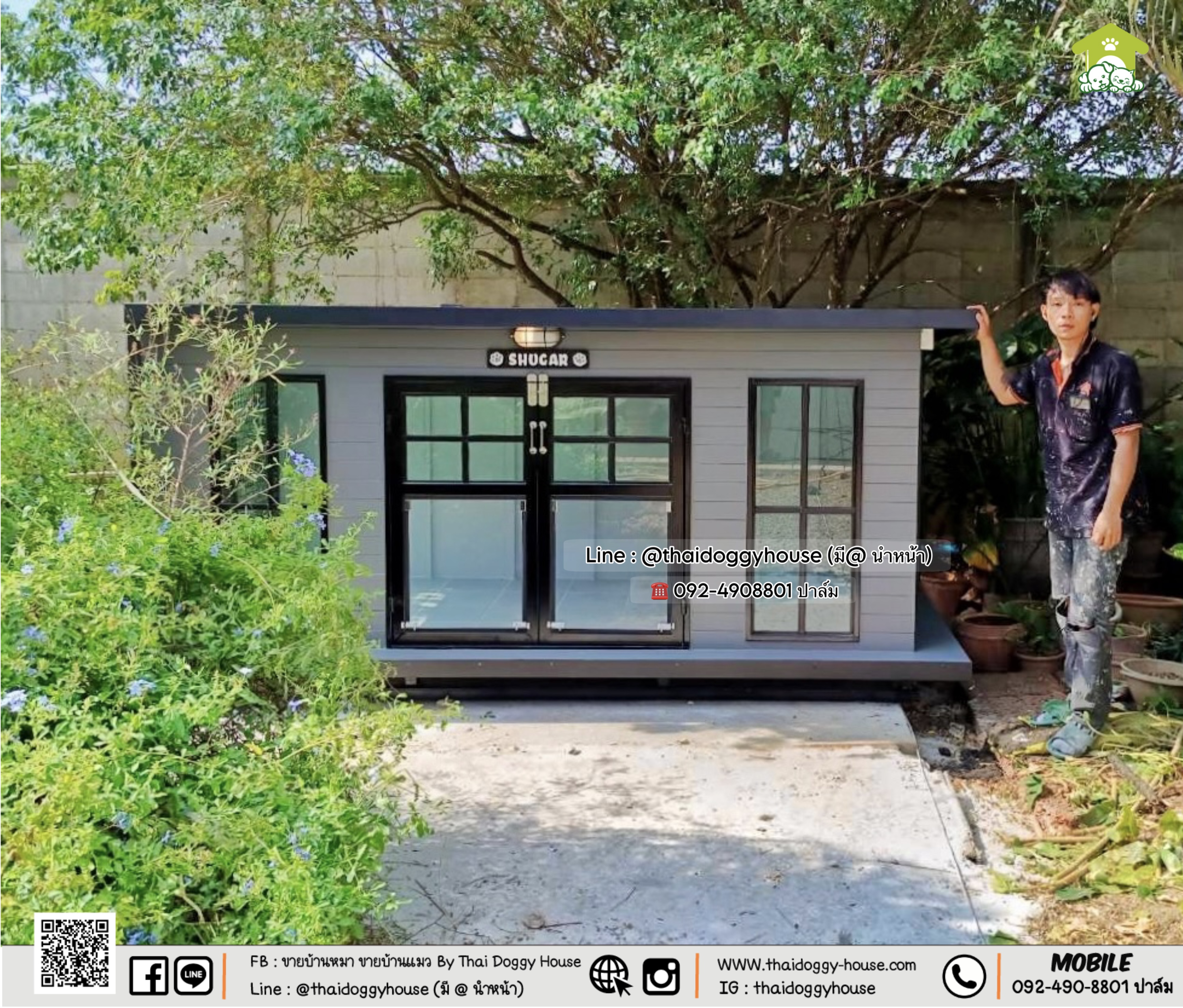 บ้านหมา บ้านแมว 𝐓𝐇𝐀𝐈 𝐃𝐎𝐆𝐆𝐘 𝐇𝐎𝐔𝐒𝐄 แบบกระจกรองรับการติดแอร์