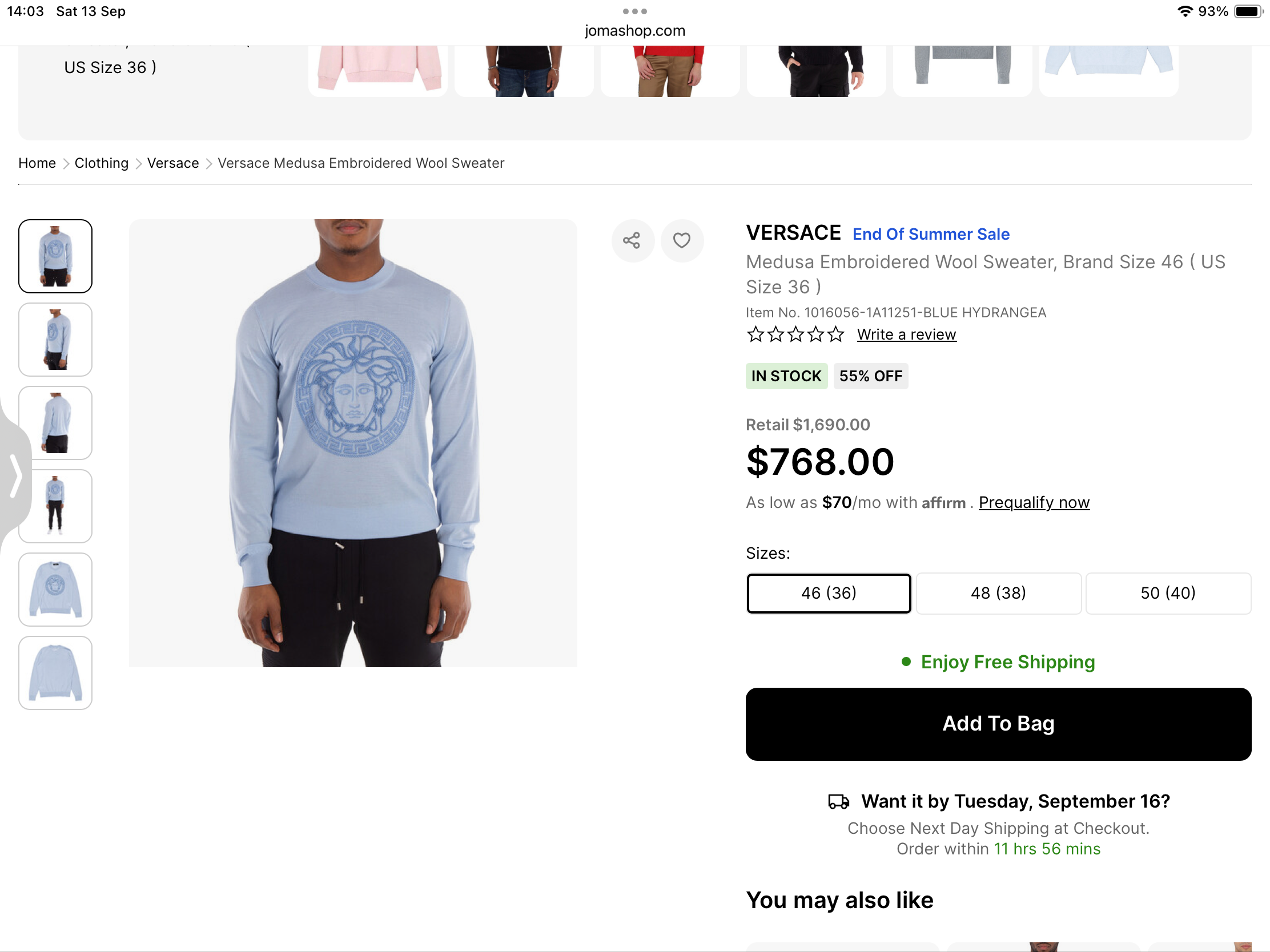 **do** เสื้อ VERSACE Medusa Embroidered Wool Sweater มีใส่ได้ ชาย หญิง สินค้าใหม่ ของแท้