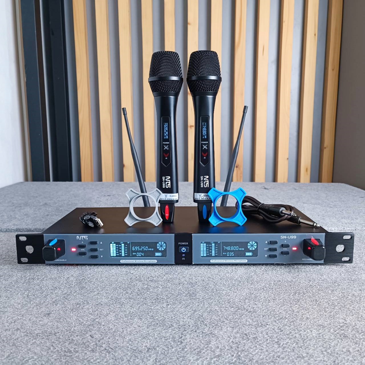NTS SN-U99 ไมค์ลอยคู่ UHF ชาร์จแบตได้ ไมโครโฟน ไมโครโฟนไร้สาย SN U99 เอ็นทีเอส SNU99 เอไอ-ไพศาล