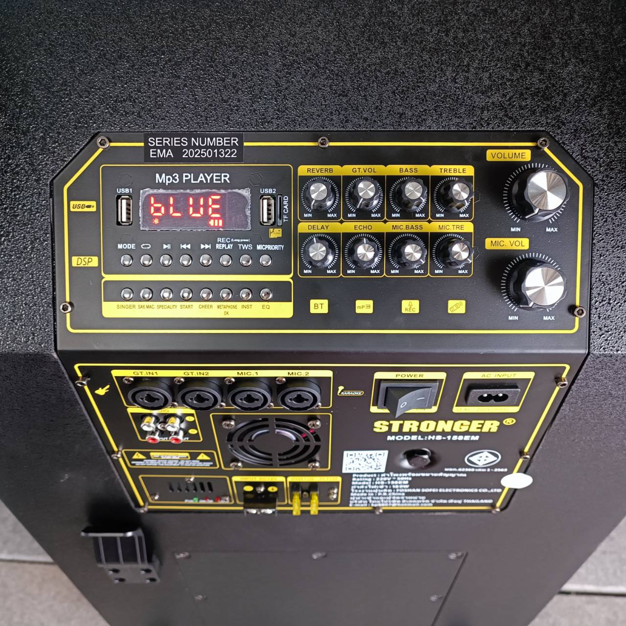 STRONGER HS-158EM ตู้ลำโพงไม้ 15นิ้ว มีแบต ไมค์ลอย ลำโพงบลูธูท ลำโพงพกพา ลำโพงล้อลาก ลำโพงกลางแจ้ง HS 158EM HS158EM เอไอ-ไพศาล