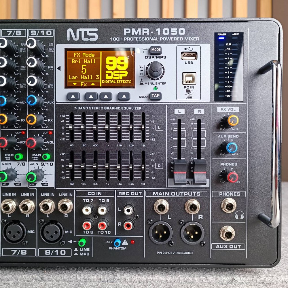 NTS PMR-1050 POWERMIXER ทรงตั้ง มิกเซอร์ PMR 1050 PMR1050 รองรับ BLUETOOTH มิกเซอร์บลูทูธ 10 input มิกซ์ บลูทูธ มิกเซอร์ Bluetooth mixer เครื่องเสียง มิกเซอร์เอฟเฟค เอไอ-ไพศาล