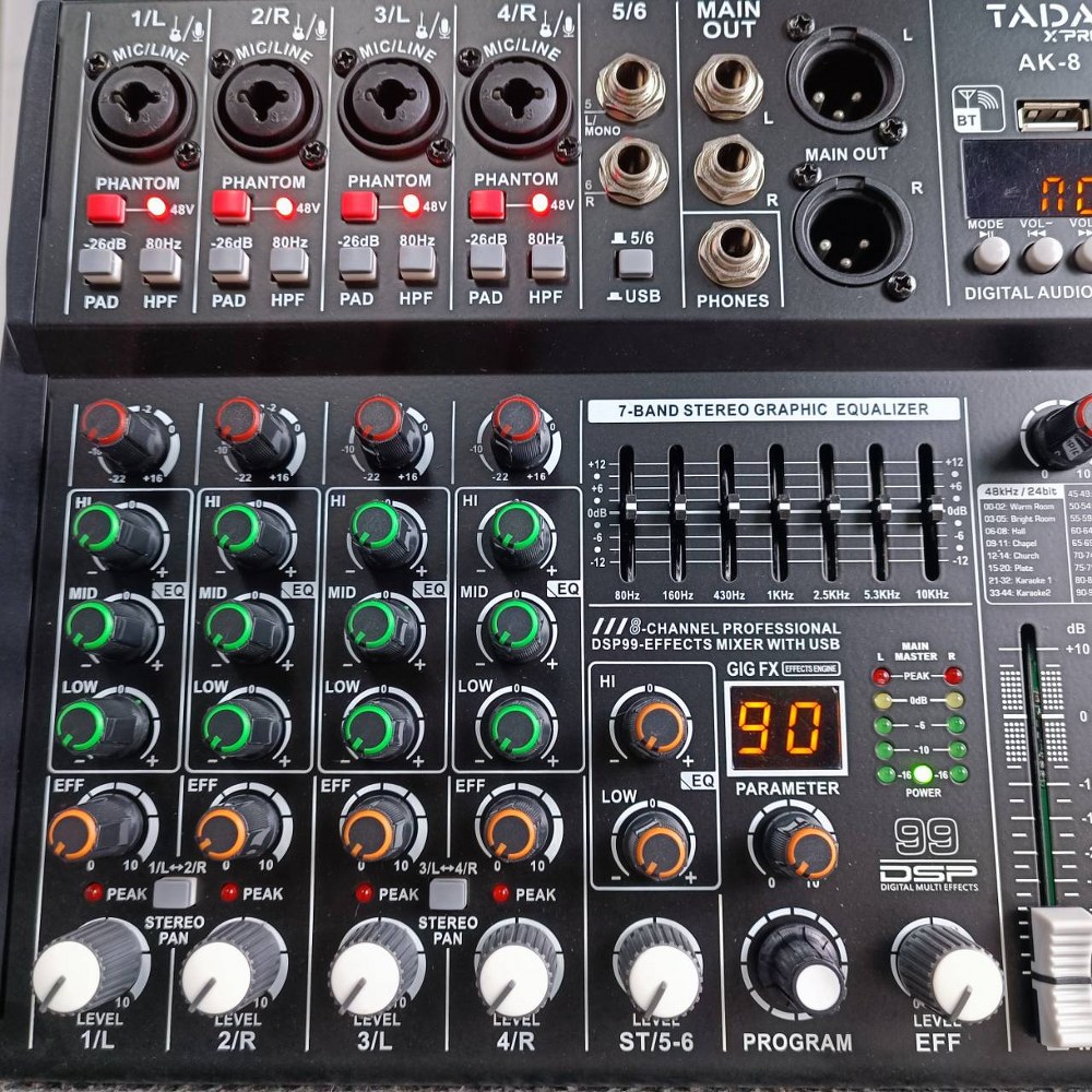 TADA AK-8 MIXER มิกเซอร์ มิกเซอร์อนาล็อก 8 แชนแนล มิกซ์ เครื่องผสมสัญญาณเสียง ธาดา AK 8 AK8 เอไอ-ไพศาล