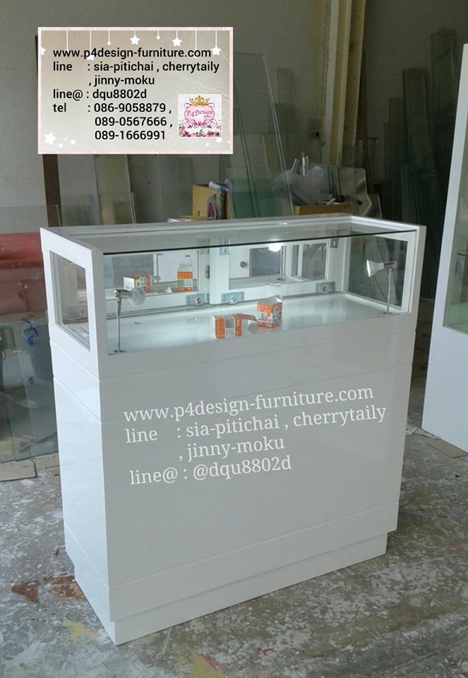 ตู้โชว์จิวเวอรี่ วินเทจสีขาว สำหรับร้านค้า