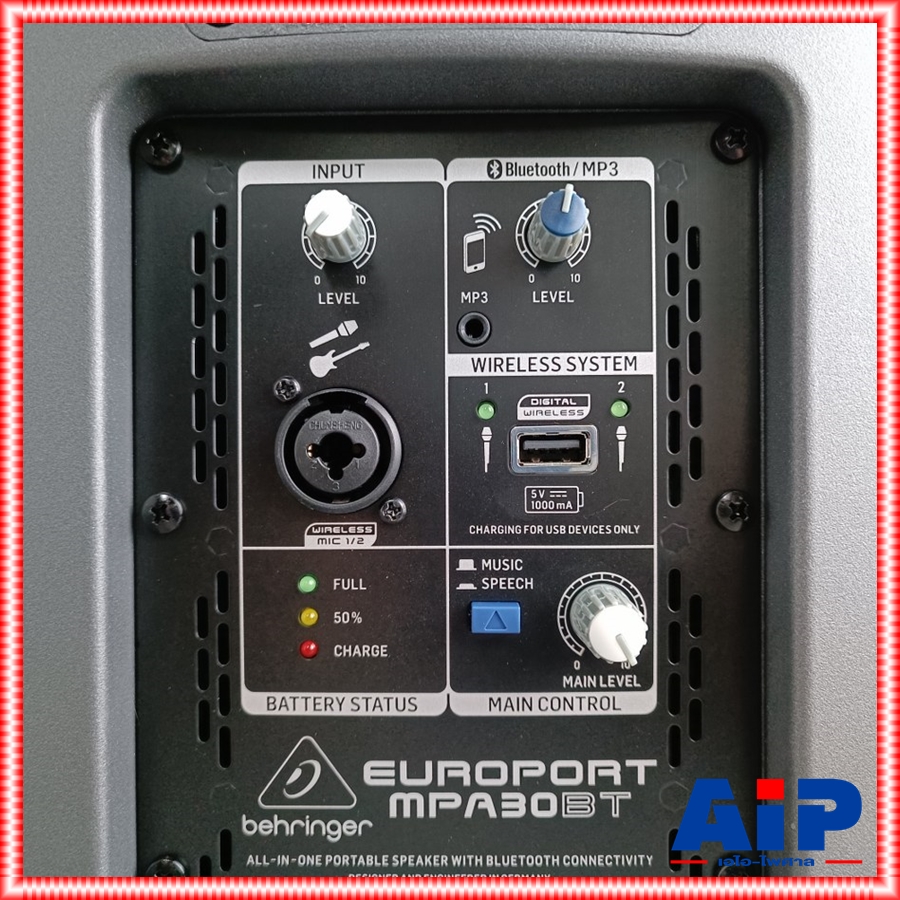 BEHRINGER MPA-30BT ตู้ลำโพงพกพา 6นิ้วบูลทูธ กำลังขยาย 30 วัตต์ คลาส D มีแบตเตอรี่ในตัว Bluetooth MPA 30 BT MPA30BT +++ เอไอ-ไพศาล