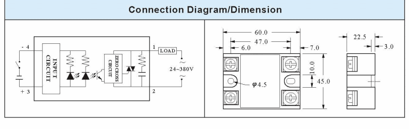 (60A) 24V-380V AC SSR-60DA-H DC-AC Solid State Relay Module สำเนา