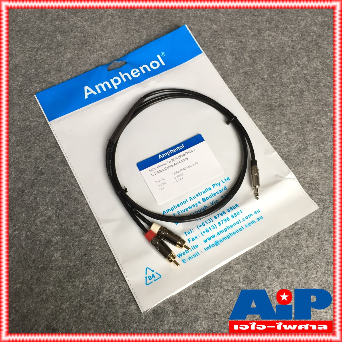 1.5เมตร AMPHENOL สายTR-ST-RCAx2 1.5M CA52-4549-WB-1.5 สายสัญญาณTR-STออกRCAx2 ยาว1.5เมตร สายแอมฟีนอล CA52-4549-WB-1.5 เอไอ-ไพศาล
