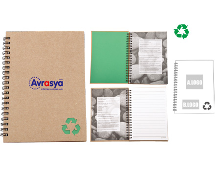 สมุดโน้ต รีไซเคิล+ปากกา notebook+pen สมุดจด สมุดโน้ต+ปากกา ลดโลกร้อน
