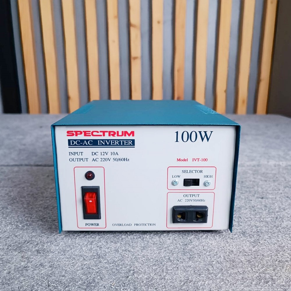 SPECTRUM 100W 12V INVERTER 100วัตต์ หม้อแปลงไฟจาก DC เป็นไฟ AC อินเวอร์เตอร์ หม้อแปลงไฟ DC 12V เครื่องแปลงไฟ เอไอ-ไพศาล