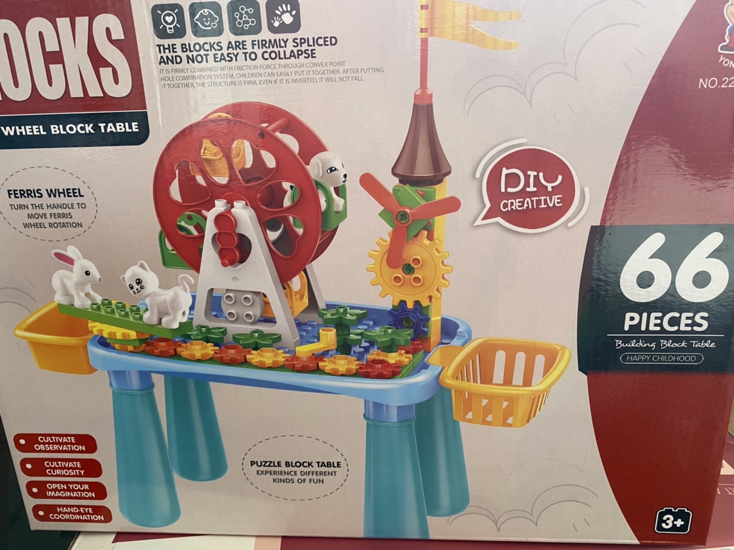 222-B71 ของเล่นเด็กโต๊ะตัวต่อสวนสนุก บล็อกตัวต่อพร้อมโต๊ะ ชุดละ
