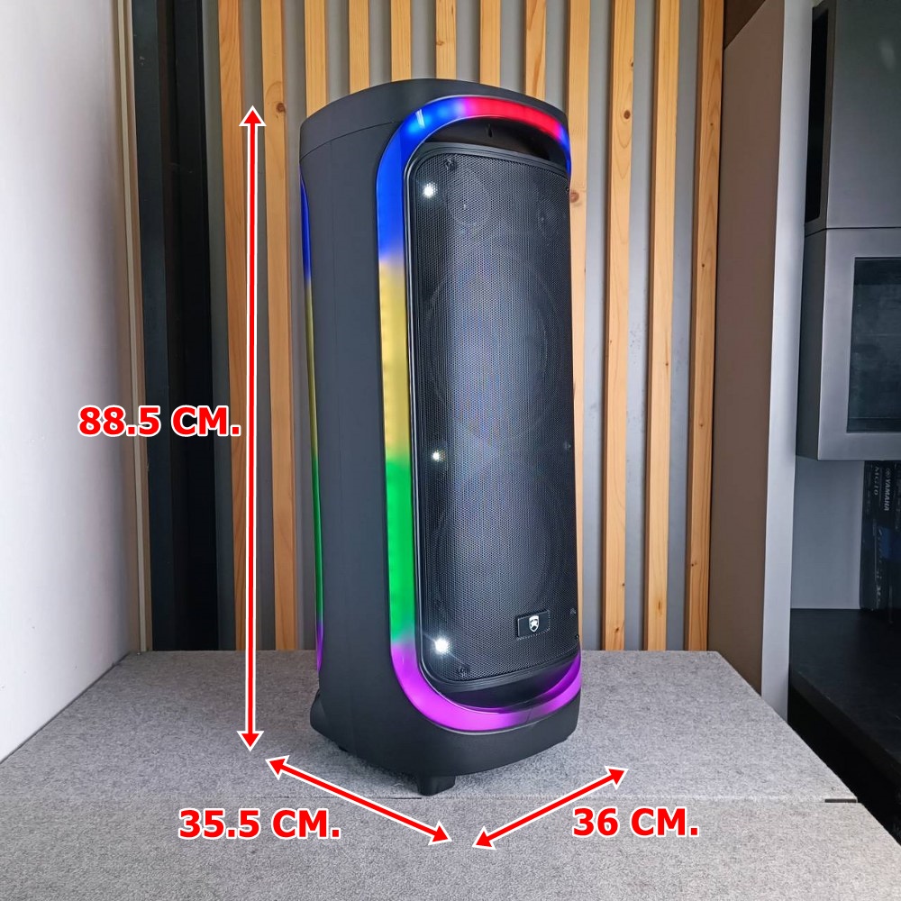 PROEUROTECH KF-12SE ตู้ลำโพง PARTY 12นิ้วx2 พร้อมไมค์ลอย KF 12SE KF12SE ลำโพงล้อลาก+ไมค์ลอย ตู้ลำโพงมีแอมป์ในตัว 12นิ้ว 2ทาง มีไฟกระพริบตามเสียงเพลง PROEURO TECH เอไอ-ไพศาล