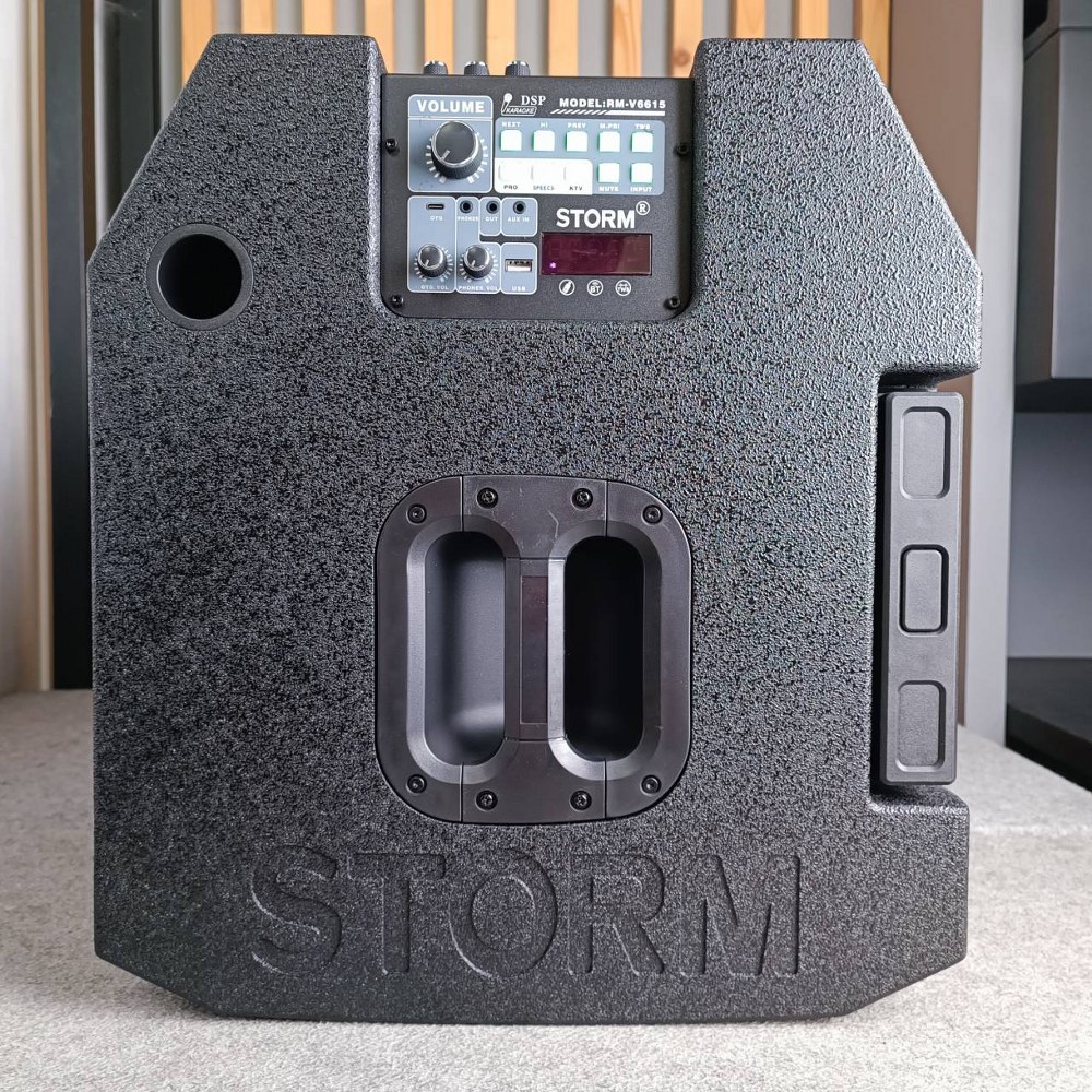STORM RM-V6615 ตู้ลำโพงไม้ พร้อมไมค์ลอย2ตัว รองรับสัญญาณ Bluetooth MP3/USB RM V6615 ลำโพง RMV6615 บลูทูธ ลำโพงอเนกประสงค์ เอไอ-ไพศาล