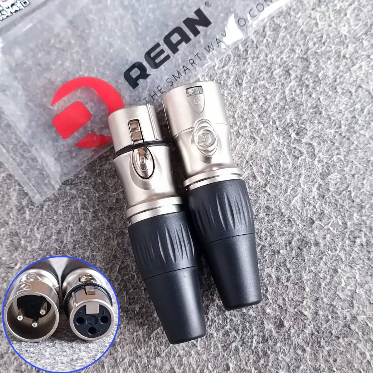 (1คู่ ผู้+เมีย) สีเงิน REAN XLR ตัวผู้ + XLR ตัวเมีย RCX3M-M-000-1 + RCX3F-M-000-1 by NEUTRIK เอไอ-ไพศาล
