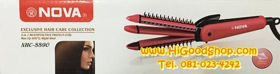 เครื่องหนีบผม หนีบผมหยัก เครื่องม้วนผม ทำผมลอน 3in1 Nova รุ่น NHC-8890