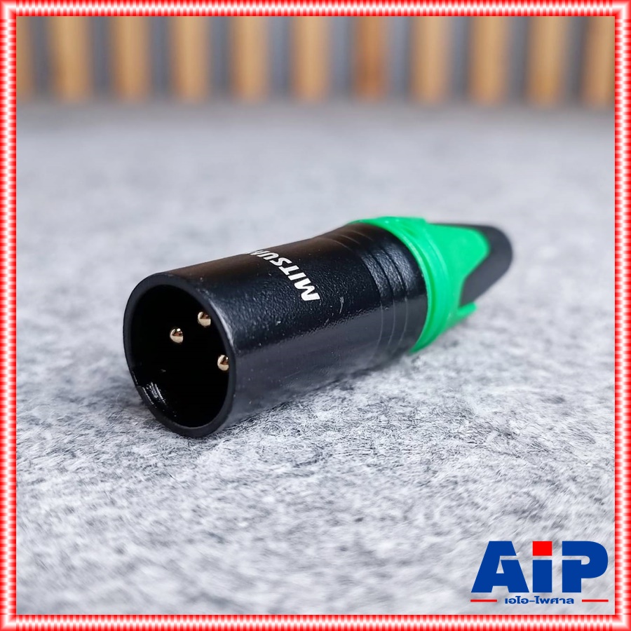 1ตัว MITSUMI 911C16EX XLRผู้ ดำขั้วทอง สีเขียว ปลั๊กตัวผู้ แจ๊ค แคนนอน XLR ตัวผู้ 3 ขา สำหรับเข้าสาย เอไอ-ไพศาล