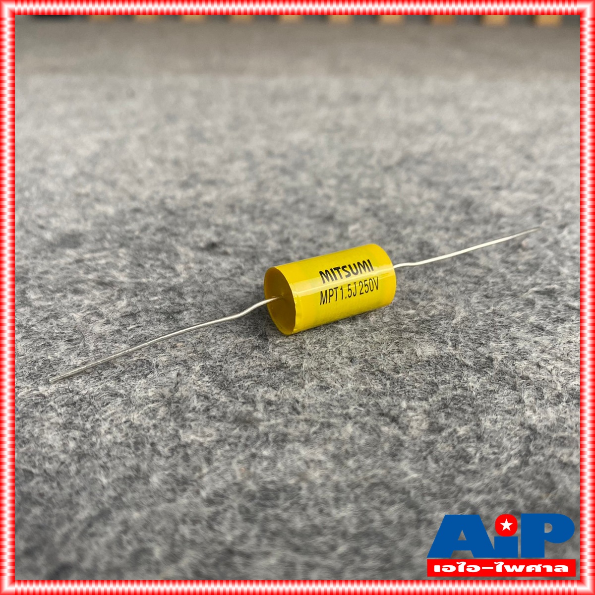 1ตัว MITSUMI 1.5UF 250V Cสีเหลือง MET คาปาซิเตอร์ C1.5/250V C1.5/250Vสีเหลือง ซีเสียงแหลม 1.5/250V ซีตัดเสียงแหลม เอไอ-ไพศาล