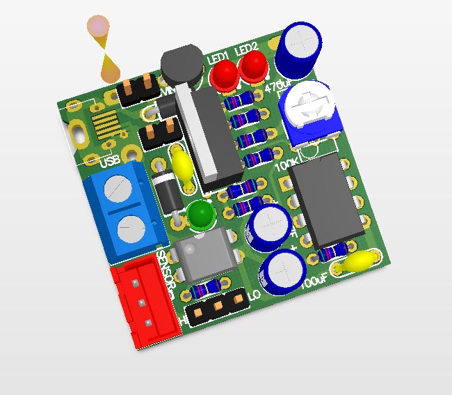 PCB NE555 delay monostable