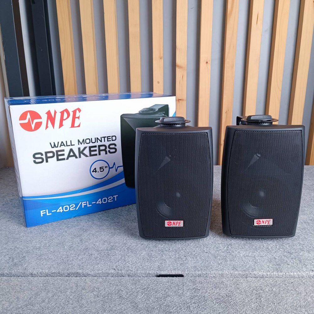 *ราคาต่อ1คู่ 2ใบ* ตู้ลำโพง NPE 4 นิ้ว รุ่น FL-402T สีดำ ลำโพงติดผนัง FL402T พร้อมขาแขวน ลำโพงแขวน 4 นิ้ว มีลายลูกในตัว