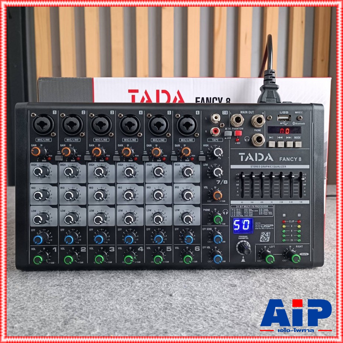 TADA FANCY-8 MIXER สีดำ มิกเซอร์ TADA FANCY 8 มิกเซอร์อนาล็อกขนาดเล็ก USB บลูทูธ พร้อมช่อง Line จำนวน 6 ช่อง เอไอ-ไพศาล