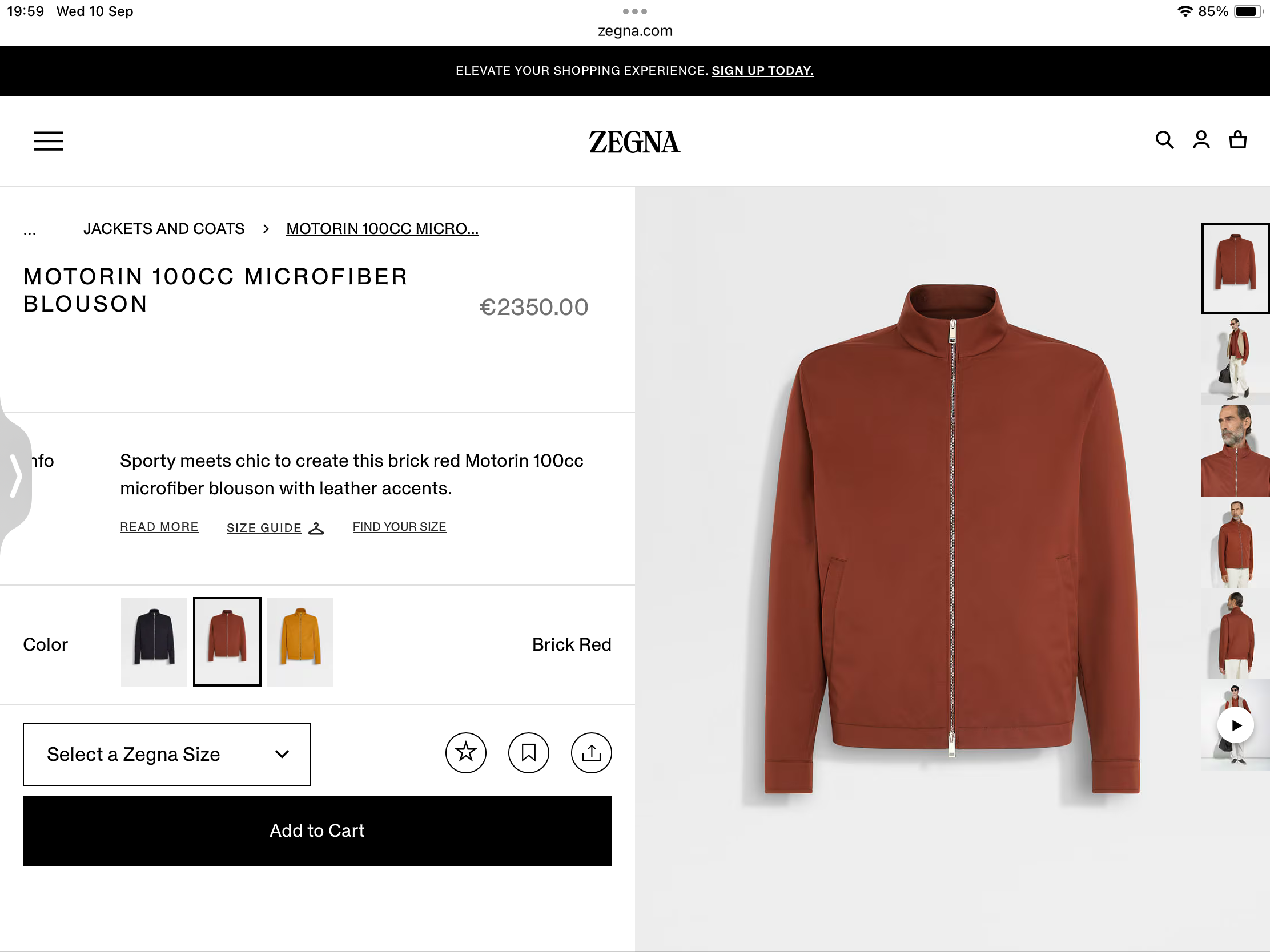 **do** เสื้อคลุม Zegna MOTORIN 100CC MICROFIBER BLOUSON สินค้าใหม่ ของแท้