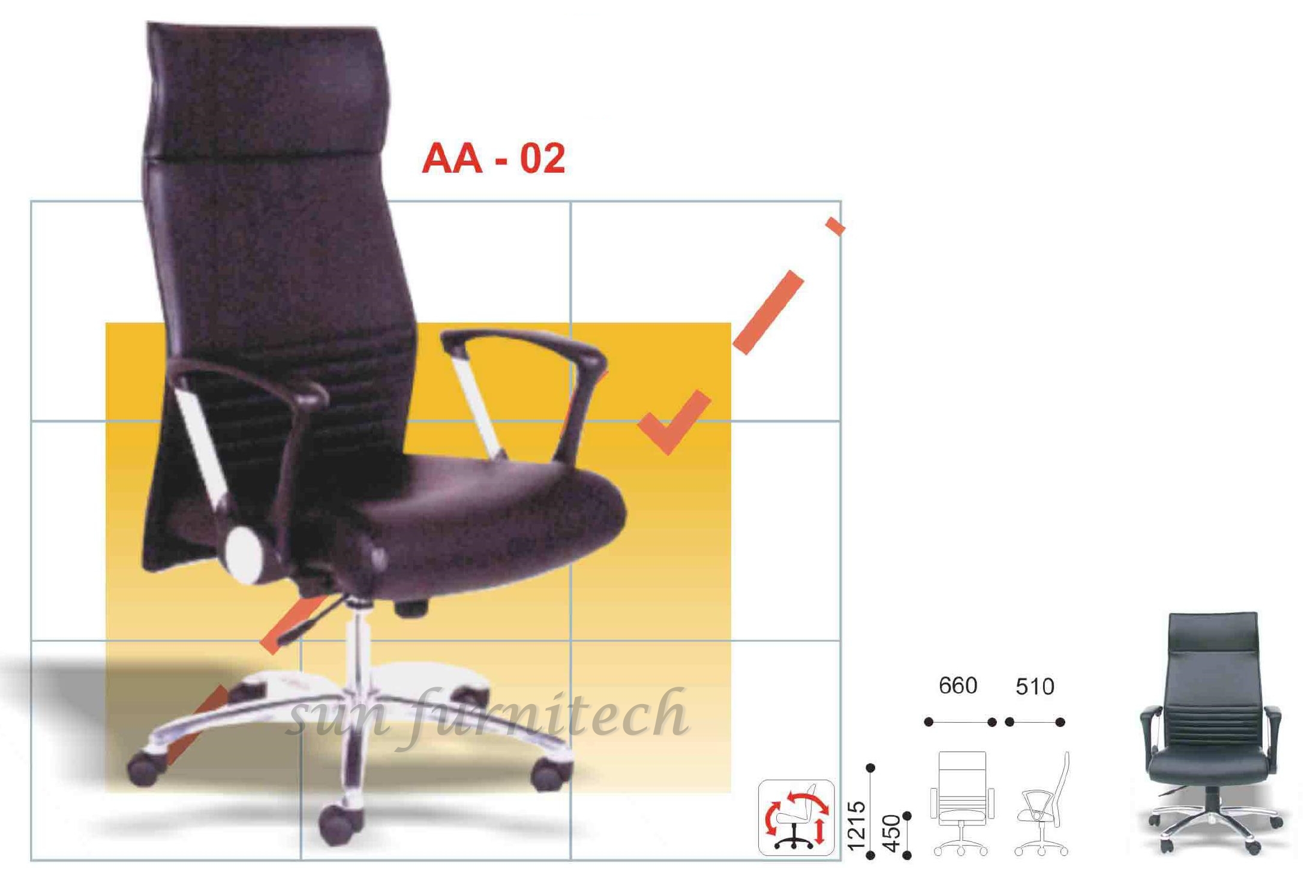 เก้าอี้ผู้บริหาร, เก้าอี้สำนักงานผู้บริหาร, เก้าอี้พนักพิงสูง, เก้าอี้พนักพิงใหญ่ VC รุ่น AA-02