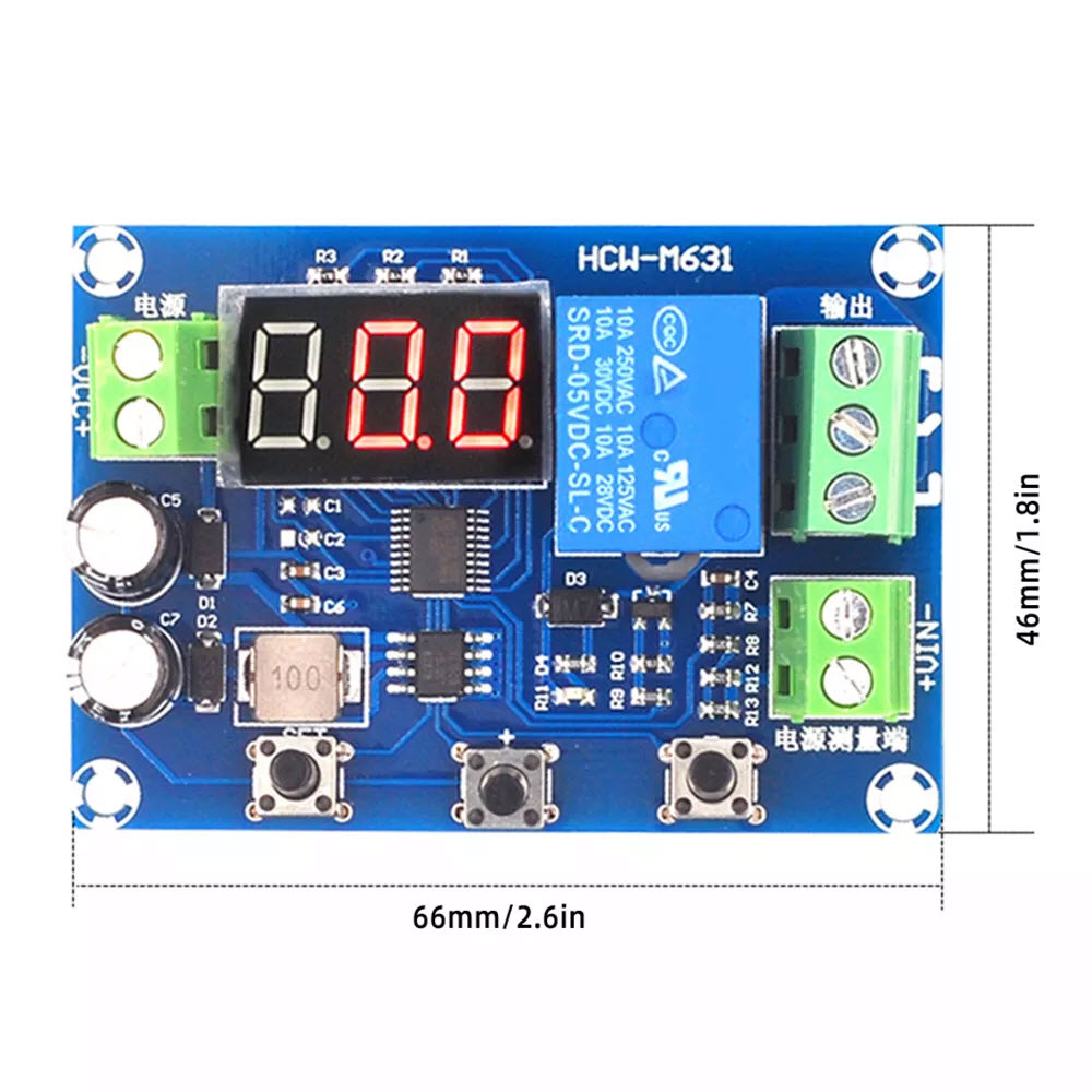HCW-M631 (XH-M608) Battery Charge Discharge Module DC 6-40V Integrated Voltmeter Undervoltage Overvoltage Protection Timing Discharge Board
