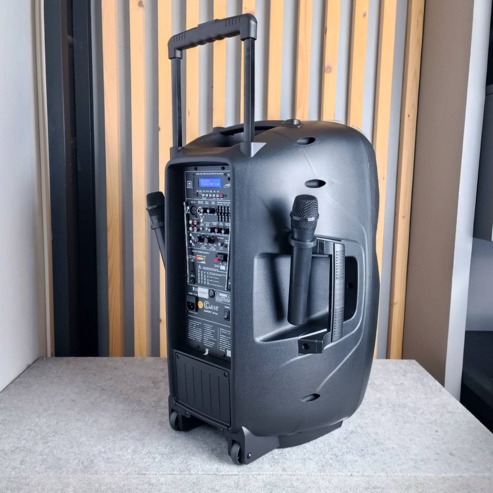 CLEARSOUND GP-15a ลำโพงล้อลาก 15นิ้ว พร้อมไมค์ลอยคู่ ย่าน VHF ลำโพงเอนกประสงค์ ตู้ลำโพงเคลื่อนที่ GoPORT GP 15a GP15a เอไอ-ไพศาล