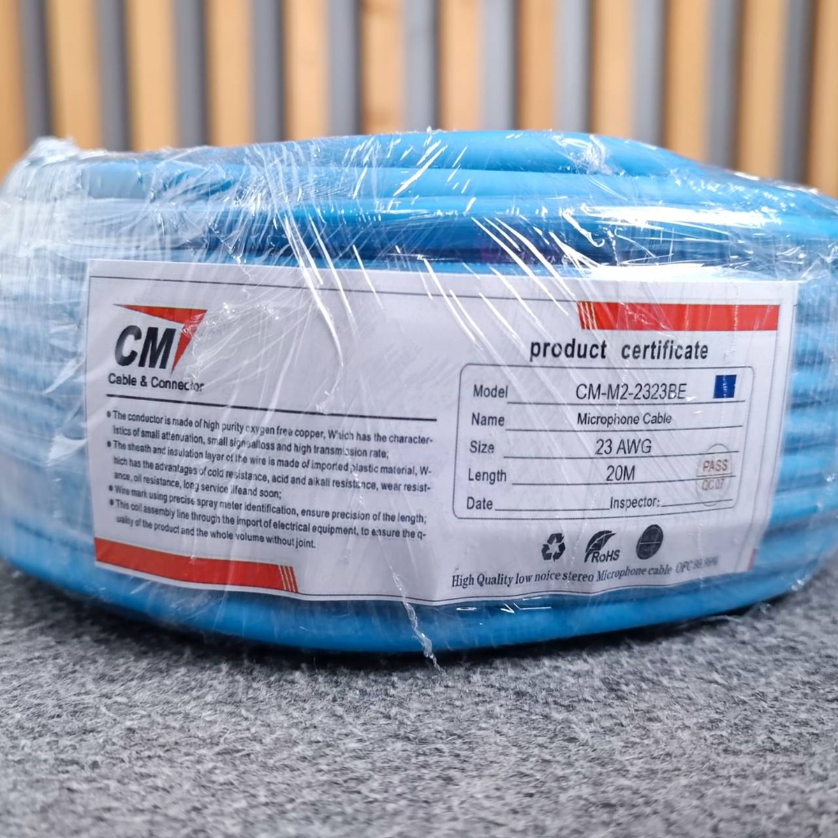 สีน้ำเงิน ขด20เมตร CM สายไมค์สเตอริโอ 6mm M2-2323 สายไมค์ST 23AWG M2 2323 สายสัญญาณ ST สายไมค์CM สายไมค์ 6mm เอไอ-ไพศาล