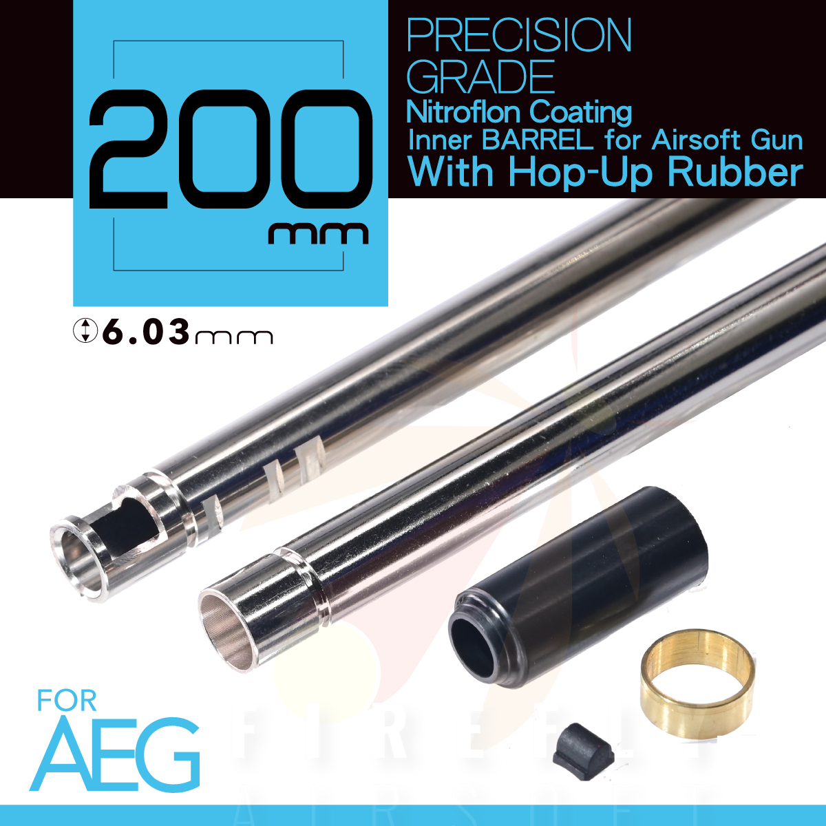 UNICORN 200mm Nitroflon Coating 6.03MM Ultimate Precision Inner Barrel For AEG